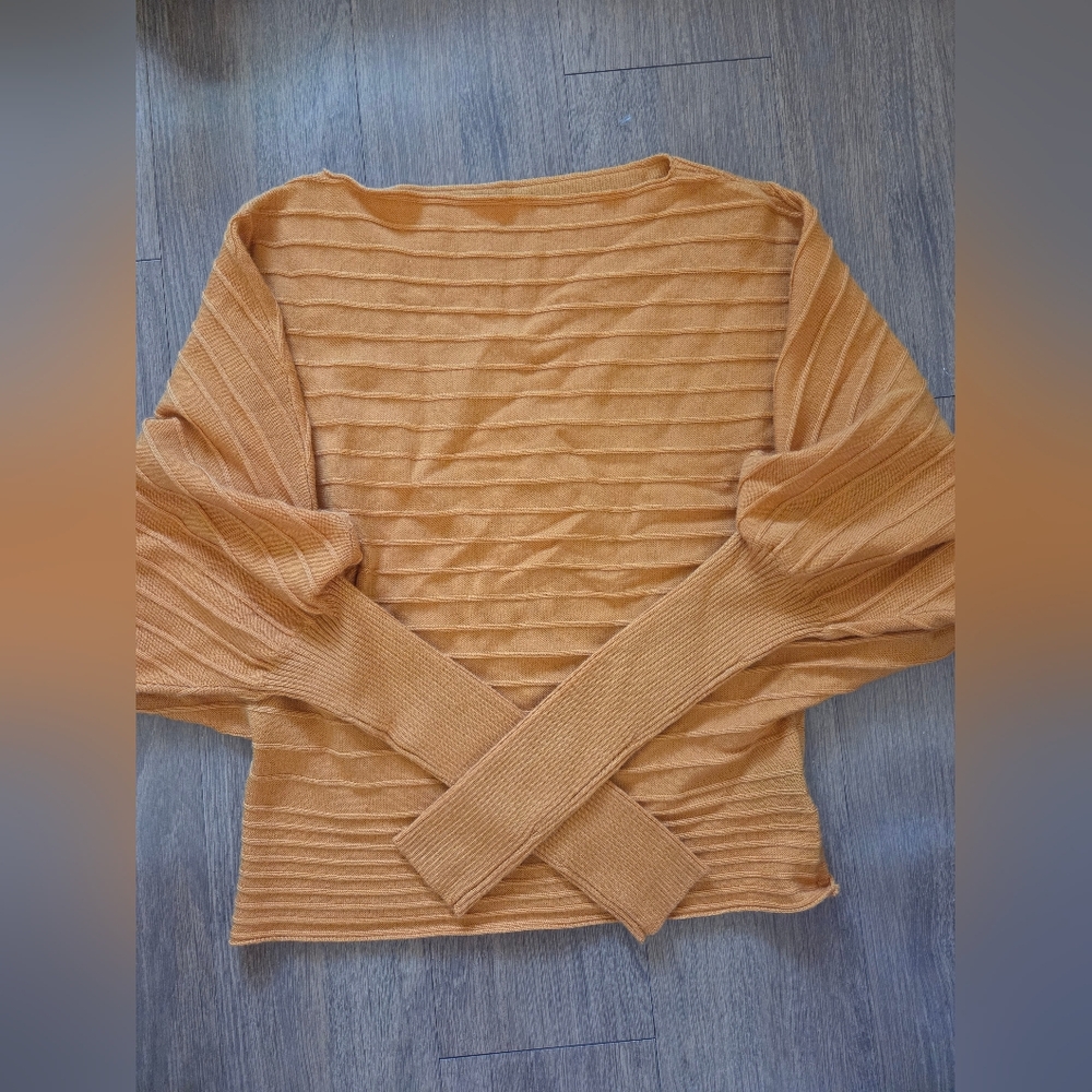 Womens Ribbed Long Sleeve Sweater - Mustard